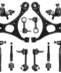 12 Piece Front Lower Control Arm Kit With Ball Joints For Honda Civic 2006 2007 2008 2009 2010 2011 1.8L Includes Front Lower Left Arm Front Lower Right Arm Ball Joint Inner And Outer Tie Rods Sway Bar Ends And Suspension Kit.