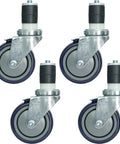 4 Inch Work Table Caster Wheels With Locking Brakes For Stainless Steel Prep Tables Expanding Stem Casters Set Of 4