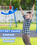Child reaching for Twister Swing 360 Spin Handle For Kids Slackline Accessories And Swing Attachment Backyard Blue Hang Toy