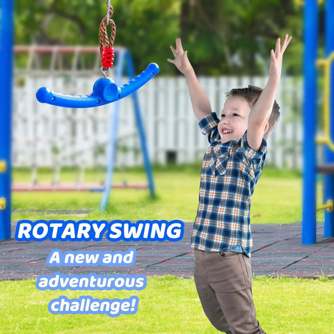Child reaching for Twister Swing 360 Spin Handle For Kids Slackline Accessories And Swing Attachment Backyard Blue Hang Toy