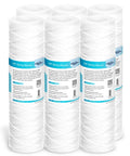 6 pack of 20 Micron 10x2.5 Inch String Wound Whole House Water Filter Replacement Cartridge Universal Sediment Filter