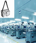 Slick Clear Anti Static Briefcase Featuring Multiple Pockets And Heavy Duty Pvc Build ideal for cleanroom tasks, shown in an electronics facility.