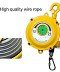 Spring Balancer Tool Hoist Stand With Manual Lock Adjustment And Power Tool Weight Slinger designed to slash wrist strain for auto shop crews hauling up to four hundred pounds solid garage gear with high-quality wire rope.