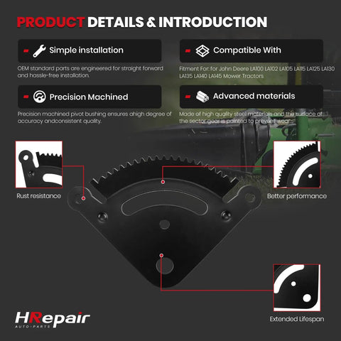 Plug And Play Steering Sector Gear And Pinion Kit For John Deere LA Series Lawn Tractors 19 Tooth Replacement diagram