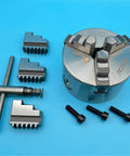 Solid K11-100 Mini 100MM Lathe Chuck With Three Self Centering Jaws For Metalworking Projects, heavy duty design with jaws and bolts.