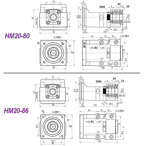 Check out This Insane 25mm SFU2505 Ballscrew Kit With C7 Grade精度 Single Nut BF20 And HM20 Coupler DSG25H For High Speed CNC Parts Or DIY Builds That Need Serious Precision And Reliability To Get Job Done Right. HM20-80 and HM20-86 mounting dimension drawing
