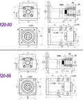 Premium 25mm Ballscrew Kit SFU2510 Nema32 Coupler with Single Nut And Precision C7 Grade For DIY CNC Parts Setup That Really Flows Smooth: HM20-80 and HM20-86 dimensions