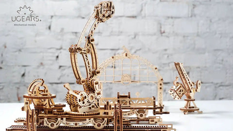 Rail Mounted Mechanical Claw Wooden Model Kit 3D Puzzle Assembly For Teens And Adults A Brain Teaser With Moving Levers On A Full Scale Rail Platform Detailed Construction Guide And Hands On Educational Fun, wooden claw on rail