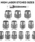 Bolt Extractor Kit For Damaged Rusted Stripped Fasteners with high laser etched sizes, Thirteen Plus One Nut Extractor Socket Set