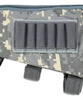 Left Hand ACU Digital Tactical Stock Pack With Dual Zipper Pouch And Silent Nylon Tabs on rifle buttstock