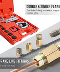 25 Foot Copper Coated Brake Line Kit With 16 Fittings And 4 Unions Tube Bender And Double And Single Flaring Tool Kit shown