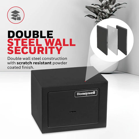 Bolt Down Small Safe Box For Valuables With Steel Security And Key Lock Durable Cabinet Scratch Resistant Finish