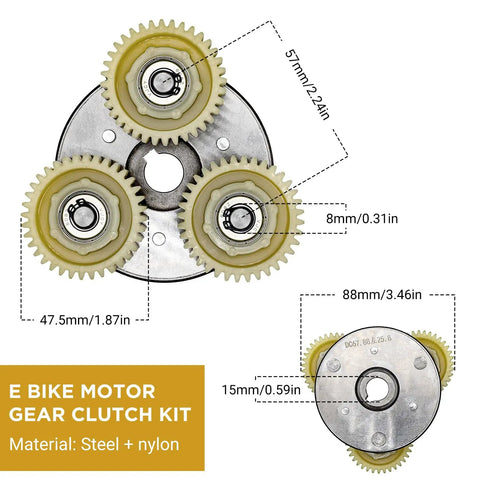 Electric Bike Gear Clutch Kit With 36T Planetary Nylon Gears For 500 To 750W Motors three 36T gears and 88mm clutch close-up