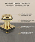 Three Digit Mechanical Cam Lock For Drawers And Cabinets 1 Pack Gold Zinc Alloy Security Lock in packaging with instructions visible