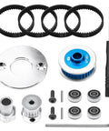 Belt Drive Transmission Kit For 1 By 10 On Road RC Cars, Aluminum 32T And 16T Pulleys, Metal Spur Gear, tools, and bearings for TT-02 4WD