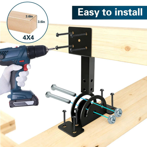 Beefed Up Heavy Duty Adjustable Patio Roof Riser Brackets Kit With Flexible U Shaped Saddle, Easy To Install For 4x4 And 4x6 Lumber, Pergola Roof Brackets For Porches Gazebos And Patios, Built To Last Roof Support