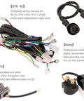 All In One GY6 Wiring Harness Kit For 50Cc To 125Cc Engines With Stator Coil CDI Ignition Coil For ATV Dirt Bike Moped Quad Go Kart Scooter Electrical System components displayed including wires, connectors, and ignition coil.