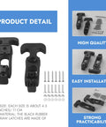 Heavy Duty Rubber T Handle Draw Latch 2 Pack with mounting hardware, screws, and washers, shown in product detail view.