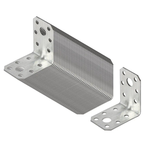 No Fuss Repairs Guaranteed With This Fifty Pack Two Inch Steel L Angle Brackets Featuring Blue Galvanized Coating Pre Drilled Holes And Included Screws.