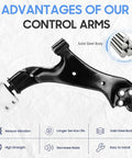 Beefed Up Front Lower Control Arm Kit With Ball Joints And Sway Bar End Links For 2010 To 2017 Chevrolet Equinox And GMC Terrain Replacement Suspension 4 Piece Premium OE Style Direct Fit Durable black steel control arm