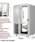 Mobile Office Pod Soundproof Work Booth Modular Privacy Cubicle Ultimate Quiet Refuge For Daily Grind showing dimensions and features.