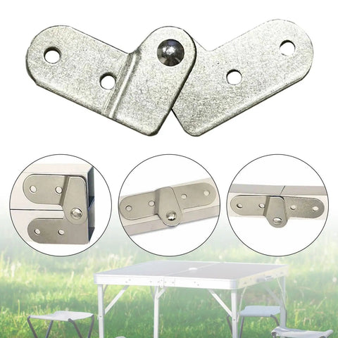 Folding Hinge For Iron Tables And Doors, Reliable Heavy Duty Compact Support, hardware close-up and installation views