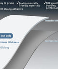 Diagram of pre glued white veneer edge banding roll, 3/4 inch wide by 50 feet, showing layers of melamine and adhesive.