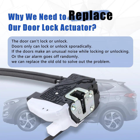 Front Left Driver Side Door Lock Actuator For Hyundai Tucson 2010 Through 2017 Electric Power Latch Motor with connectors.