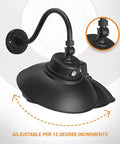 2 Pack 14 Inch Black Gooseneck Barn Light LED Fixture with Photocell Swivel Head, Adjustable Angle, ETL Listed