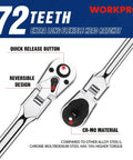 Extra Long Three Eighths Inch Drive Flex Head Ratchet With Eighteen Inch Reach Quick Release CR V Steel Handle CR MO Head