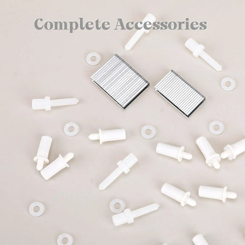 85 Pcs Plantation Shutter Repair Kit Game Changer Includes Spring Loaded Pins And Tilt Rod Louver Staples with washers and accessories.