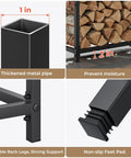 34 Inch Firewood Rack With Log Carrier Bag For Outdoor And Indoor Use Beefy Heavy Duty Metal Fire Wood Holder Rustproof Storage Details