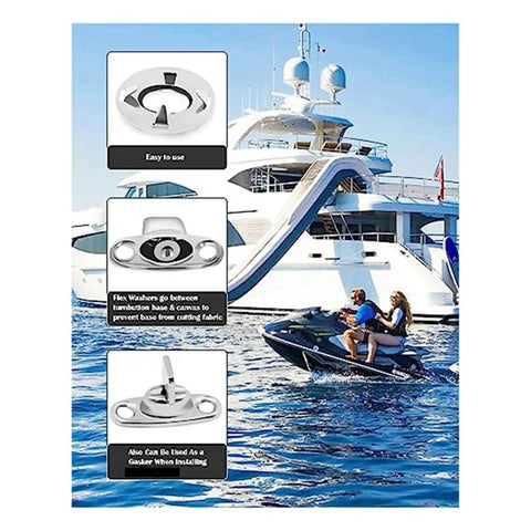 Badass Metal Twist Lock Turn Buttons For Sailboats And Marine Gear Featuring Slick Rotary Safety Lock on a yacht near jet ski.