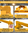 Features of Badass Job Site Beast 6600lb Forklift Mobile Crane with 12ft Telescopic Jib Boom, steel structure, lifting hooks.