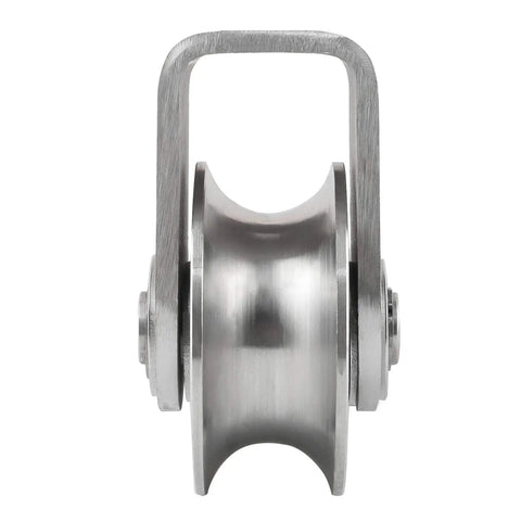 U Type Stainless Steel Pulley Block With Duplex Bearings, Super Silent And Detachable, 360 Degree Rotation, Heavy Duty Grooved Wheel, Rust Proof, Ideal For Outdoor Use, 1 Pack close-up