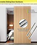 Smooth Trackless Ghost Sliding Door Hardware Kit Soft Close Pocket Door System for modern home with invisible sliding rail for wood doors.