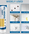 Image of Drywall Repair Kit With Scraper And Spackle Paste For A Quick Patch Fix, showing wall damage examples and repair tube.
