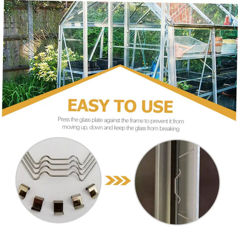 Greenhouse W Wire Stainless Steel Clamps For Glass Panels And Fixing Clips Durable Overlap Clips Set For Diy Garden Greenhouse No Fuss Easy To Install Rust Resistant High Grip Essential Gardening Accessories