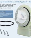 Single Unit Washer Drain Pump Motor 280187 8181684 Askoll M75 Replacement for Whirlpool Duet Maytag Kenmore with screws and gasket