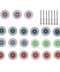 Kick It Up A Notch With This 1 Inch Radial Bristle Disc Buffing Wheel And 3 Mm Shank For Serious Polishing And Metal Restoration on Tools, set of 16 disc brushes with 5 shanks.