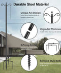 Outdoor String Light Poles 2 Pack 8.5 Ft Heavy Duty Metal Posts With 5 Prong Base And Spiral Ground Anchor for stable setup