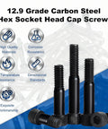 Straight Up Heavy Duty M8 x 105mm Hex Socket Head Cap Screws, 10 Pack 12.9 Grade Carbon Steel with corrosion-resistance features.