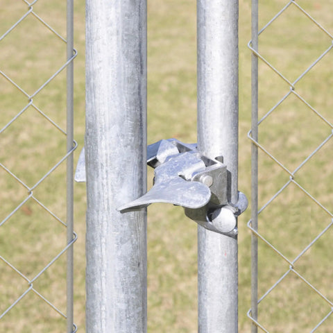 Chain Link Butterfly Gate Latch For One And Three Eighths Inch Gate Frame And Two And Three Eighths Inch Post, installed view