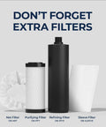Water Filter Replacement Kit For Gravity Fed Emergency Drinking System with net, purifying, refining, and sleeve filters.