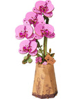 3D Wooden Flower Puzzle Kit For Adults, Dope DIY Botanical Orchid Build Set, Purple Moth Orchid Craft Project, Perfect Gift For Mother's Day, Valentine's Day, Teacher's Day, Home Decor And Creative Relaxation, shown assembled with paper pot