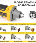This Smooth Operator Cordless Die Grinder features a 0.02-0.25 inch chuck compatible with various polishing tools.