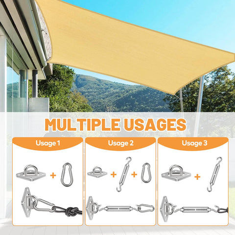 6 Inch Shade Sail Hardware Kit For Triangle And Rectangle Installations, Heavy Duty 304 Stainless Steel Accessories usage diagram