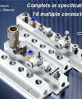 Heavy Duty T Type Aluminum Air Hose Inline Manifold Block Splitter For Standard And High Ventilation Pneumatic Systems 5 Way 7 Port Fitting