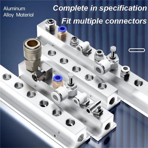 Heavy Duty T Type Aluminum Air Hose Inline Manifold Block Splitter For Standard And High Ventilation Pneumatic Systems 5 Way 7 Port Fitting