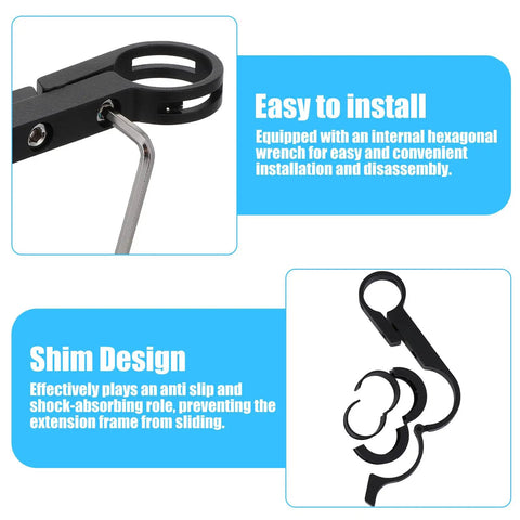 Close-up of Bike Handlebar Extender Aluminum Alloy 7.87 Inch Mounting Bracket with hex key and shim design.